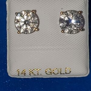 Elegant 14K Gold Diamonelle Stud Earrings